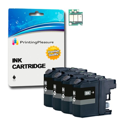Printing Pleasure - 4 Nero High Quality Cartucce di inchiostro LC123 Con Chip Compatibile Per Brother Stampanti DCP-J132W, DCP-J152W, DCP-J4110DW, DCP-J552DW, DCP-J752DW, MFC-J4410DW, MFC-J4510DW, MFC-J4610DW, MFC-J470DW, MFC-J4710DW, MFC-J650DW, MFC-J6520DW, MFC-J6720DW, MFC-J6920DW, MFC-J870DW