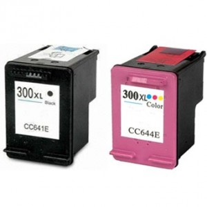 2 ALTA CAPACITA 'rigenerate cartucce d'inchiostro HP 300XL Black (CC641EE) + a colori HP 300XL (CC644EE)