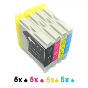 20 (5N+5C+5M+5G) Cartucce compatibili Brother LC1000 Con Chip per Stampante Brother DCP-130C 135C 150C 153C 157C 330C 350C 353C 357C 535CN 540CN 560CN 750CW 770CW MFC-235C 240C 260C 3360C 440CN 465CN 5460CN 5860CN 660CN 680CN 845CW 885CW FAX-1355 1360 1460 1560