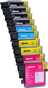 10 Multipack Alta Capacità Brother LC-1100 , LC-980 , LC-985 Cartucce Compatibles 4 nero, 2 ciano, 2 magenta, 2 giallo compatibile con Brother DCP-145C, DCP-163C, DCP-165C, DCP-167C, DCP-185C, DCP-195C, DCP-197C, DCP-365CN, DCP-373CW, DCP-375CW, DCP-377CW, DCP-383C, DCP-385C, DCP-387C, DCP-395CN, DCP-585CW, DCP-6690CW, DCP-J125, DCP-J140W, DCP-J315W, DCP-J515W, DCP-J715W, MFC-250C, MFC-255CW, MFC-257CW, MFC-290C, MFC-295CN, MFC-297C, MFC-490CW, MFC-5490CN, MFC-5890CN, MFC-5895CW, MFC-6490CW, MF-6890CDW, MFC-790CW, MFC-795CW, MFC-990CW, MFC-J220, MFC-J265W, MFC-J410, MFC-J415W, MFC-J615W, MFC-J615W. Cartucce Compatible. LC-1100BK , LC-1100C , LC-1100M , LC-1100Y , LC-980BK , LC-980C , LC-980M , LC-980Y , LC-985BK , LC-985C , LC-985M , LC-985Y © Cartuccia Land