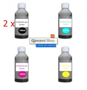 5x100ml kit inchiostro compatibile per ricarica cartucce canon inkjet