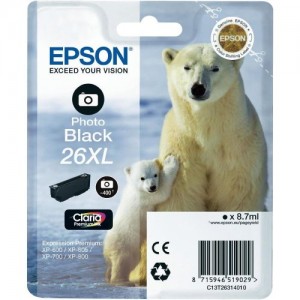 Epson C13T26314010 Photo Black 26XL, 8.7 ml, Inkjet / Getto d'Inchiostro Cartuccia Originale