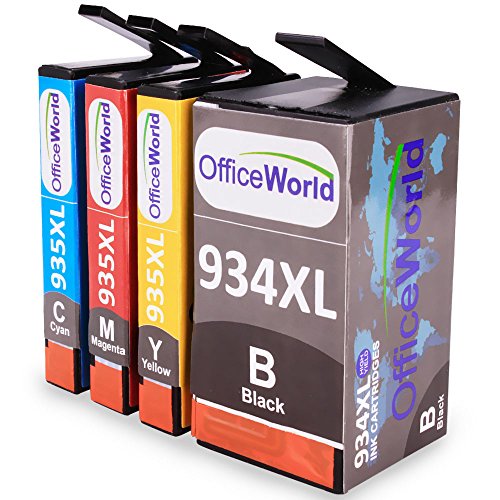 4x OfficeWorld 934XL 935XL Cartucce di Inchiostro Compatibili ad alto Rendimento con Nuovi Chip Aggiornati per HP Officejet Pro 6830 6835 6230 6812 6815 6836 Stampante (1-Nero, 1-Ciano, 1-Magenta, 1-Giallo)