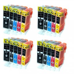 20 x compatibile Cartucce d'inchiostro Canon con CHIP CLI-521 PGI-520 (4x grande nero + 4x nero + 4x ciano + 4x magenta + 4x giallo) per Canon Pixma IP 3600 4600 4700 MP 980 630 620 540 560 550 640 980 990