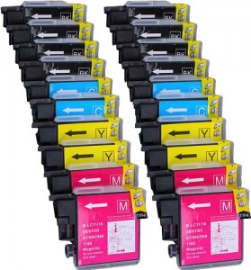 20 Multipack Alta Capacità Brother LC-1100 , LC-980 , LC-985 Cartucce Compatibles 8 nero, 4 ciano, 4 magenta, 4 giallo compatibile con Brother DCP-145C, DCP-163C, DCP-165C, DCP-167C, DCP-185C, DCP-195C, DCP-365CN, DCP-373CW, DCP-375CW, DCP-377CW, DCP-383C, DCP-385C, DCP-387C, DCP-395CN, DCP-585CW, DCP-6690CW, DCP-J125, DCP-J140W, DCP-J315W, DCP-J515W, DCP-J715W, MFC-250C, MFC-255CW, MFC-257CW, MFC-290C, MFC-295CN, MFC-297C, MFC-490CW, MFC-5490CN, MFC-5890CN, MFC-5895CW, MFC-6490CW, MFC-6890CDW, MFC-790CW, MFC-795CW, MFC-990CW, MFC-J220, MFC-J265W, MFC-J410, MFC-J415W, MFC-J615W, MFC-J615W. Cartucce Compatible. LC-1100BK , LC-1100C , LC-1100M , LC-1100Y , LC-980BK , LC-980C , LC-980M , LC-980Y , LC-985BK , LC-985C , LC-985M , LC-985Y © Cartuccia Land