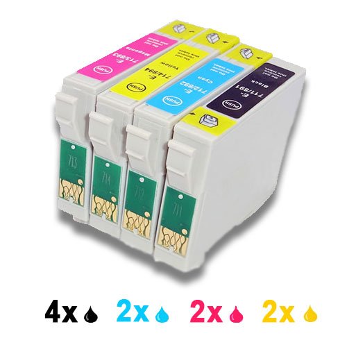 10 (4N+2C+2M+2G) Cartucce compatibili T0711 T0712 T0713 T0714 T0715 Con Chip per Stampante EPSON Stylus Office Stylus Office B40W BX300F BX310FN BX600FW BX610FW Stylus D120 D120 Network Edition D78 D92 DX4000 DX4050 DX4400 DX5000 all in one printer DX6000 DX6050 DX7000F DX7450 DX8400 DX9400F DX9400F Wifi-Edition S21 SX100 SX105 SX110 SX115 SX200 SX205 SX210 SX215 SX218 SX400 SX405 SX405WiFi SX410 SX415 SX510W SX515W SX600FW SX610FW