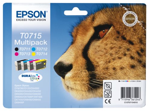 Epson T0715 Serie Ghepardo Cartuccia Originale, Multipack, 4 Colori