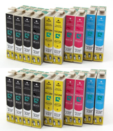 20 x compatibile Cartucce d'inchiostro Epson con CHIP T1291 T1292 T1293 T1294 (8x nero + 4x ciano + 4x magenta + 4x giallo)